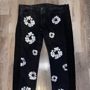 Stylish Black and White Patterned Men's Jeans